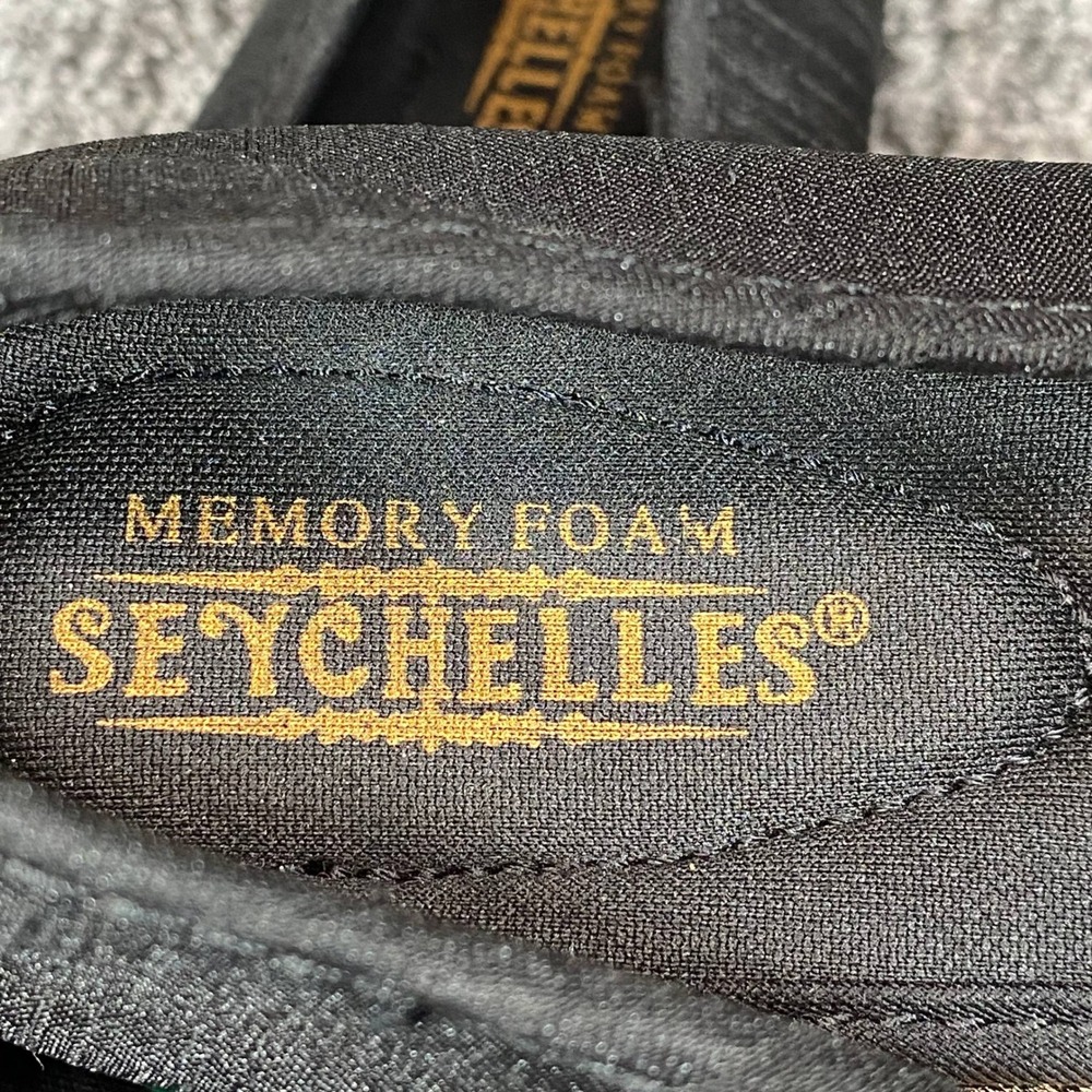 Seychelles Black Ballet Flats Pleated Ruched Toe Memory Foam Comfort Slip On - Picture 3 of 12